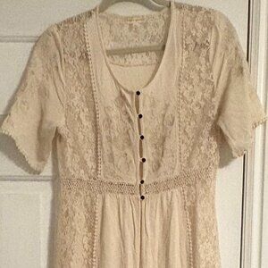 Beige lace embroidered Coco + Jameson Midi Dress - Size L